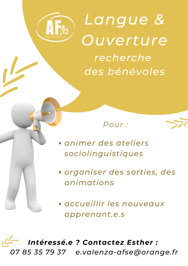 Appel à bénévoles - Ateliers Sociolinguistiques